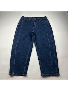 Old Navy Dark Wash Denim High Rise Barrel Leg Jeans 14
